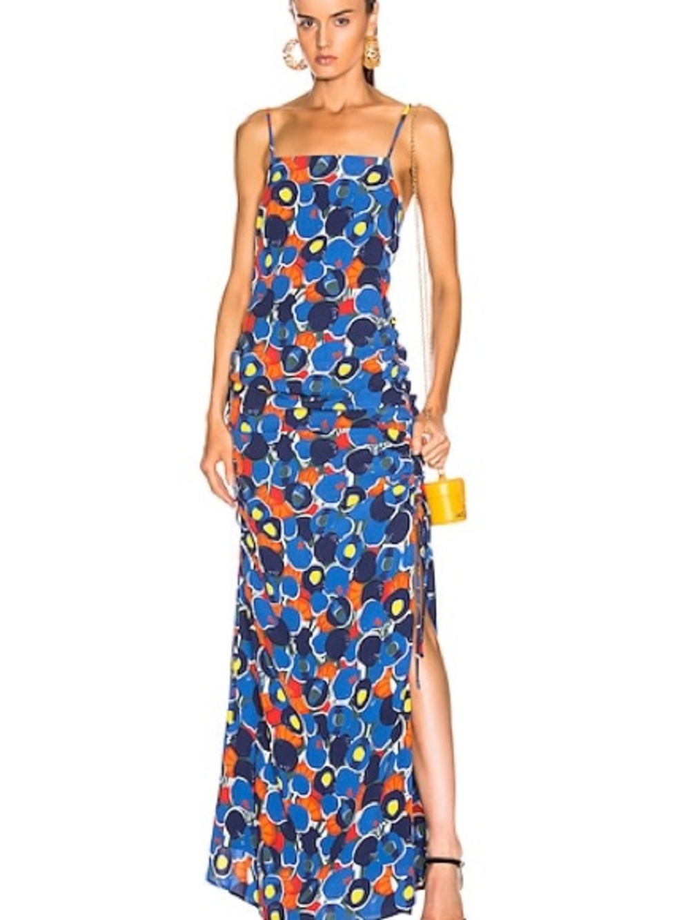 STAUD Parrot Dress in Abstract Peach Navy